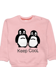 Keep Cool Penguin Light Fleece Sweatshirt - Pink