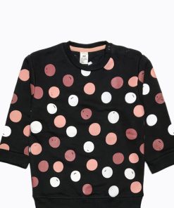 Polka Dot Terry Sweatshirt - Black