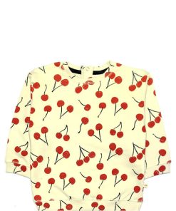 Cherry Print Terry Sweatshirt - Off White