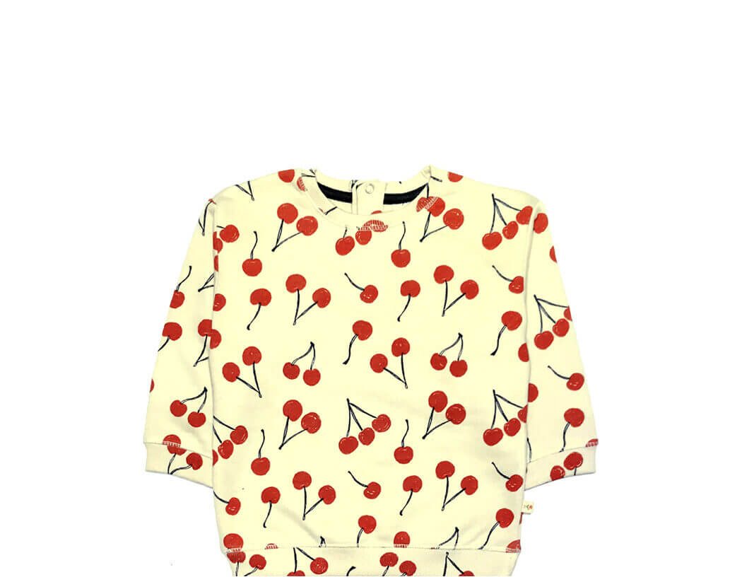 Cherry Print Terry Sweatshirt - Off White