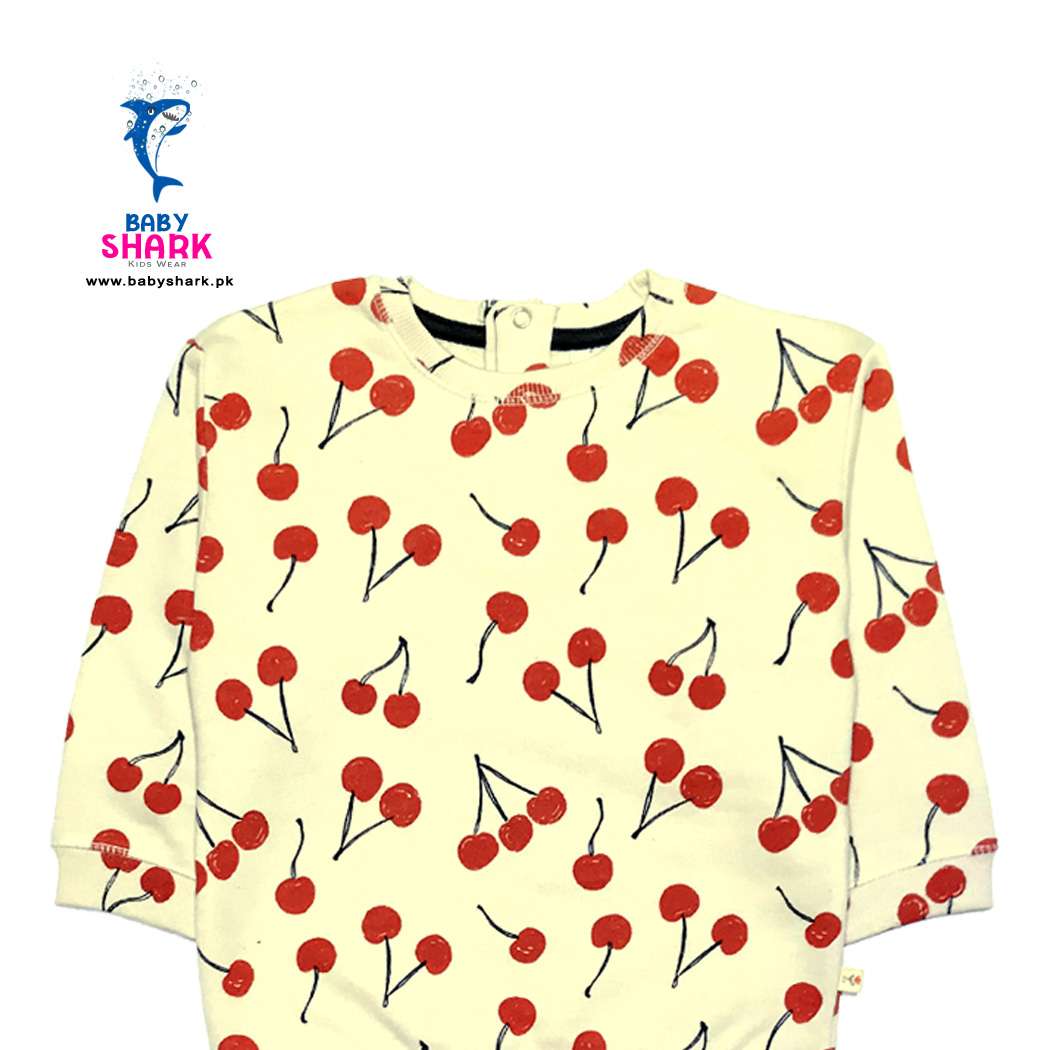 Cherry Print Terry Sweatshirt - Off White - Image 2