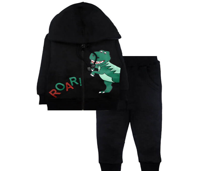 T Rex - Dinosaur Roar Hoodie Tracksuit - Black