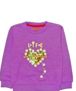 Life Sequence Heart Fleece Sweatshirt - Light Purple