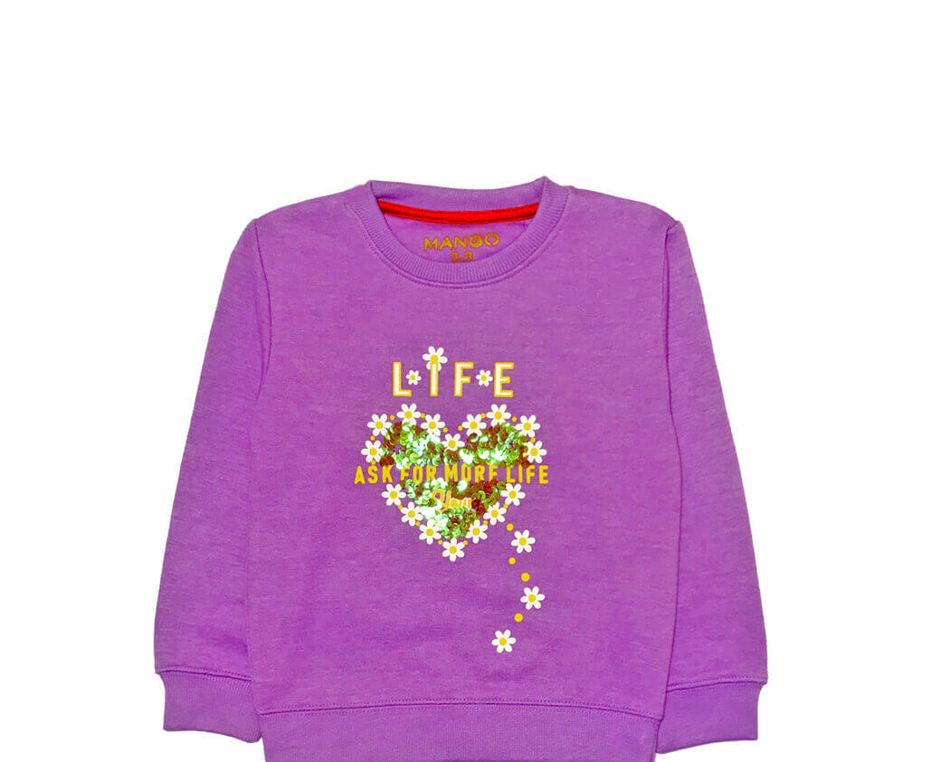 Life Sequence Heart Fleece Sweatshirt - Light Purple