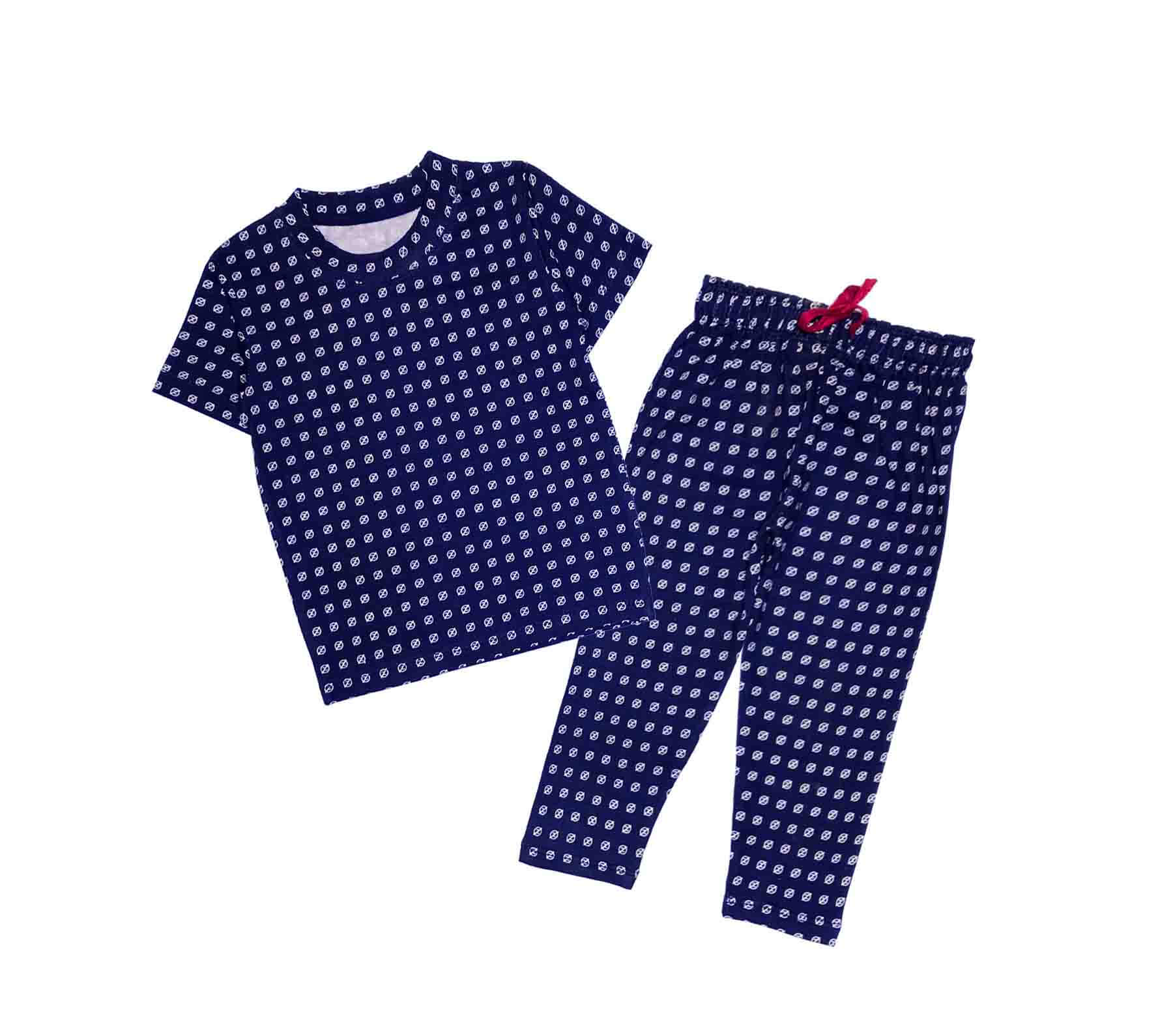 Geometric Print Track Suit – Navy Blue