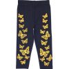 Golden Glitter Butterflies Tights - Black