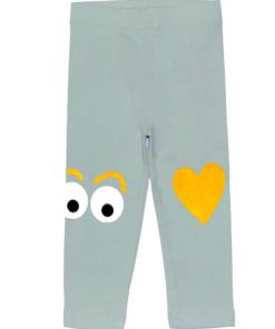 Rolling Eyes with Glitter Heart Tights - Pistacho Green