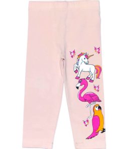 Unicorn With Birds Tights - Peach