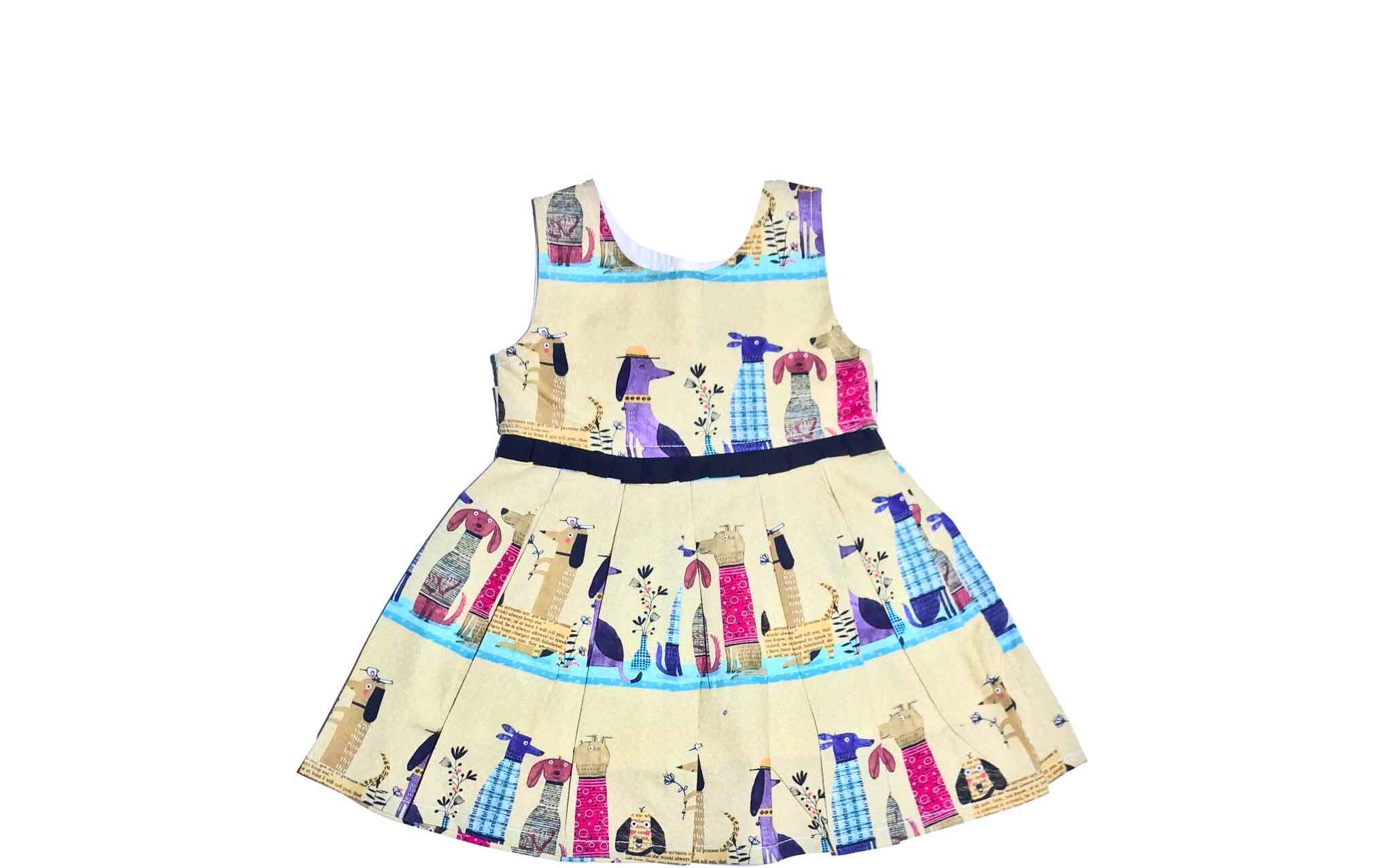 Animals Print Cotton Frock - Light Brown