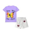 Wild Butterfly Tee & Short - Soft Purple & White