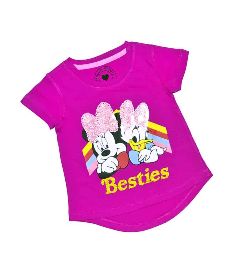 Besties Back Tail Tee Shirt - Magenta