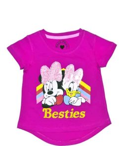 Besties Back Tail Tee Shirt - Magenta