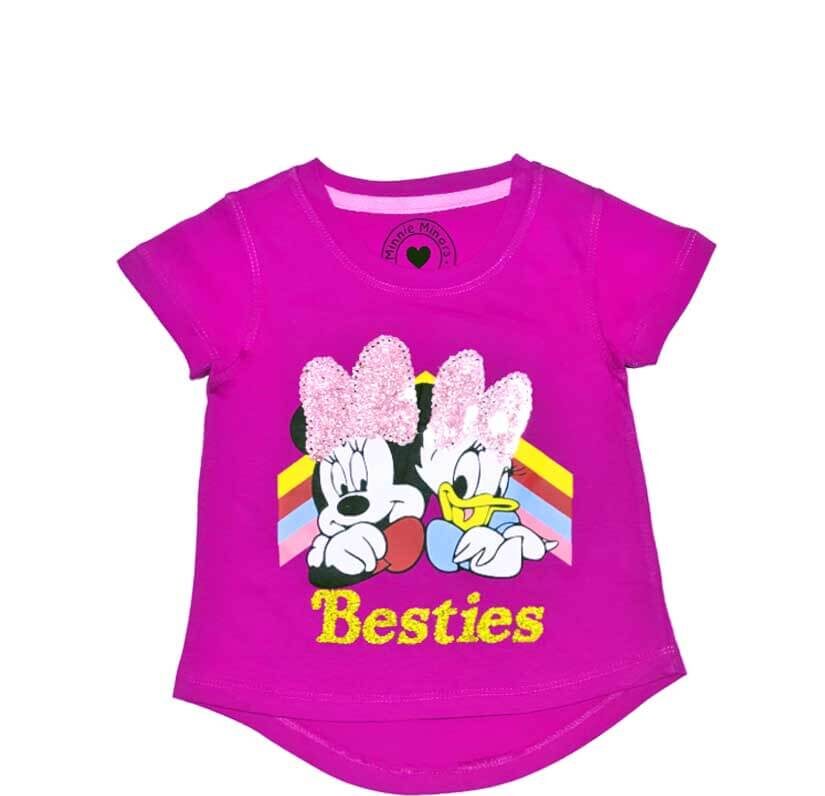 Besties Back Tail Tee Shirt - Magenta
