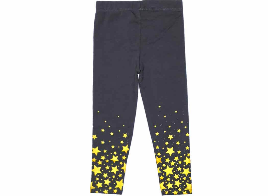 Geometric Print Collar Neck Frock – White & Brown & Shining Stars Tights – Dark Gray