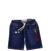 Lets Play Elastic Belt Denim Short - Dark Blue