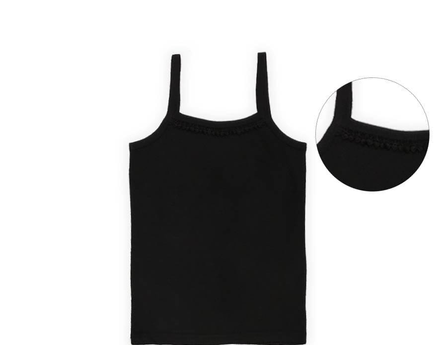 Organic Cotton Baby Girls Vest - Black