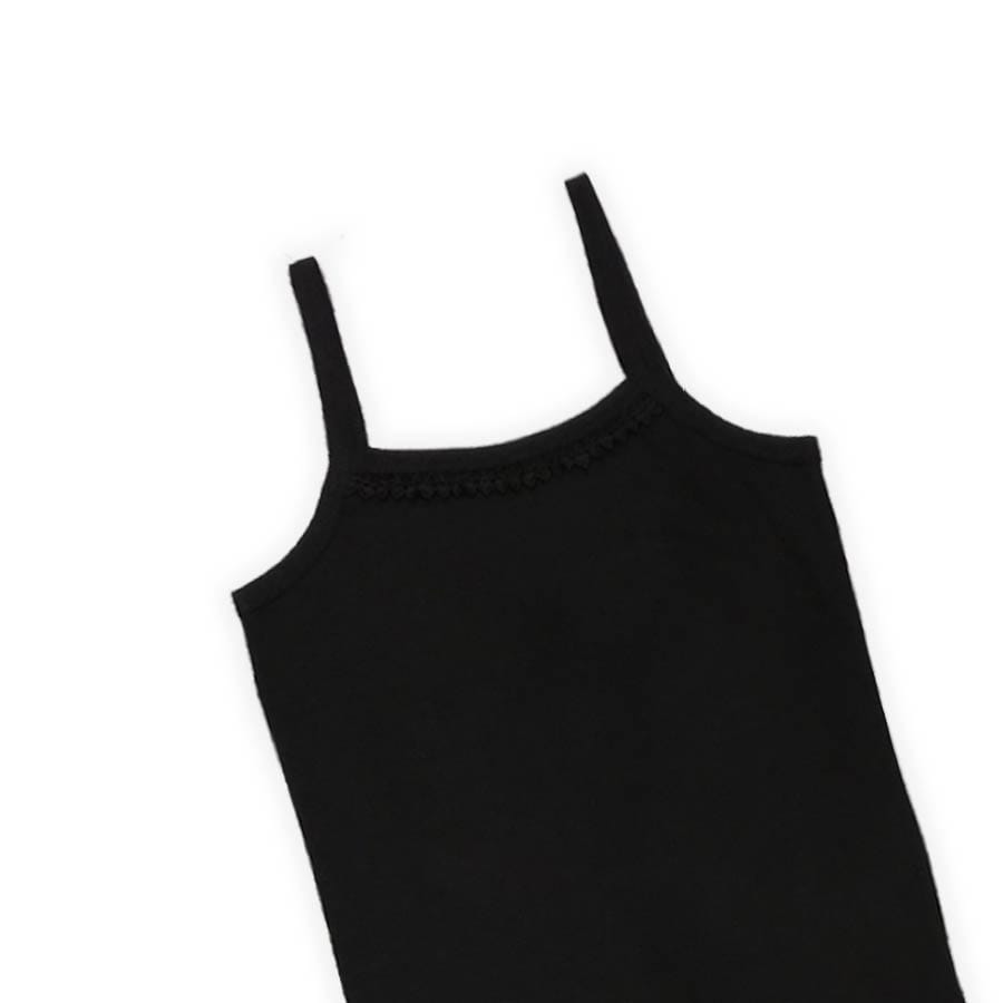 Organic Cotton Baby Girls Vest - Black