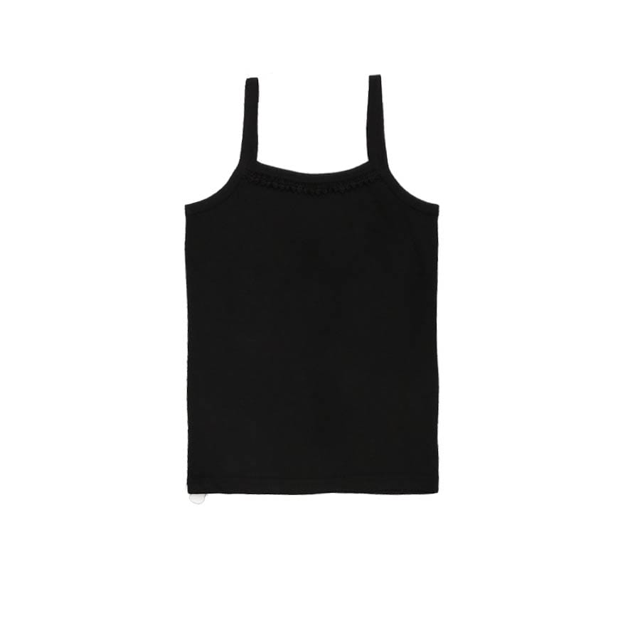 Organic Cotton Baby Girls Vest - Black