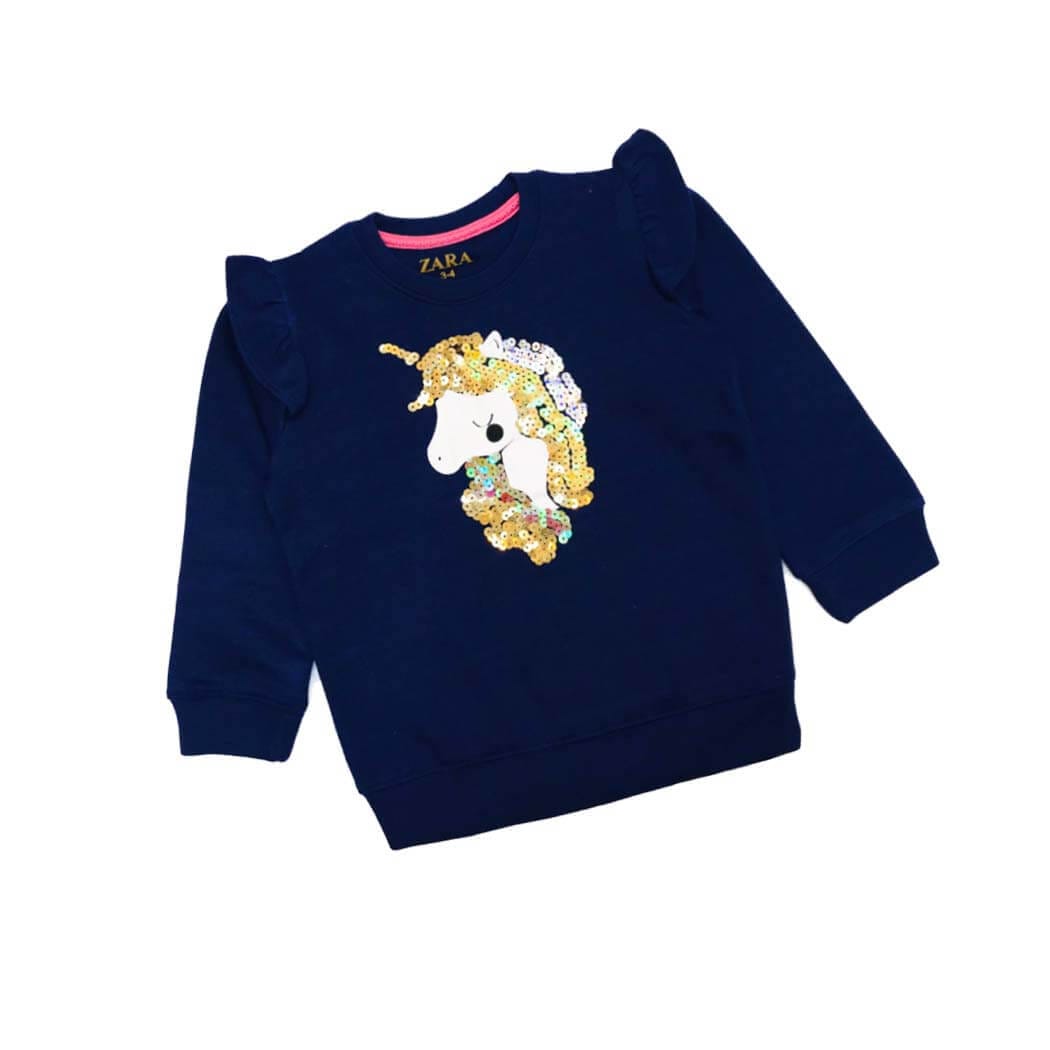 Baby Unicorn Sequence Sweatshirt - Navy Blue