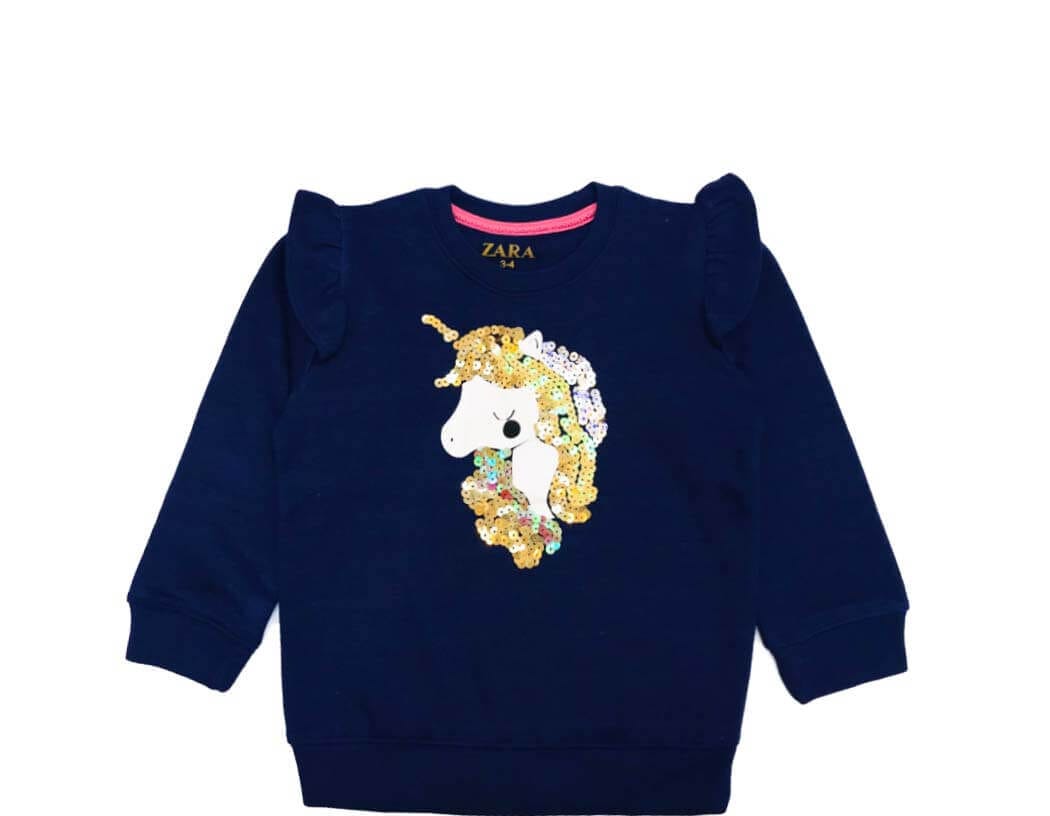 Baby Unicorn Sequence Sweatshirt - Navy Blue