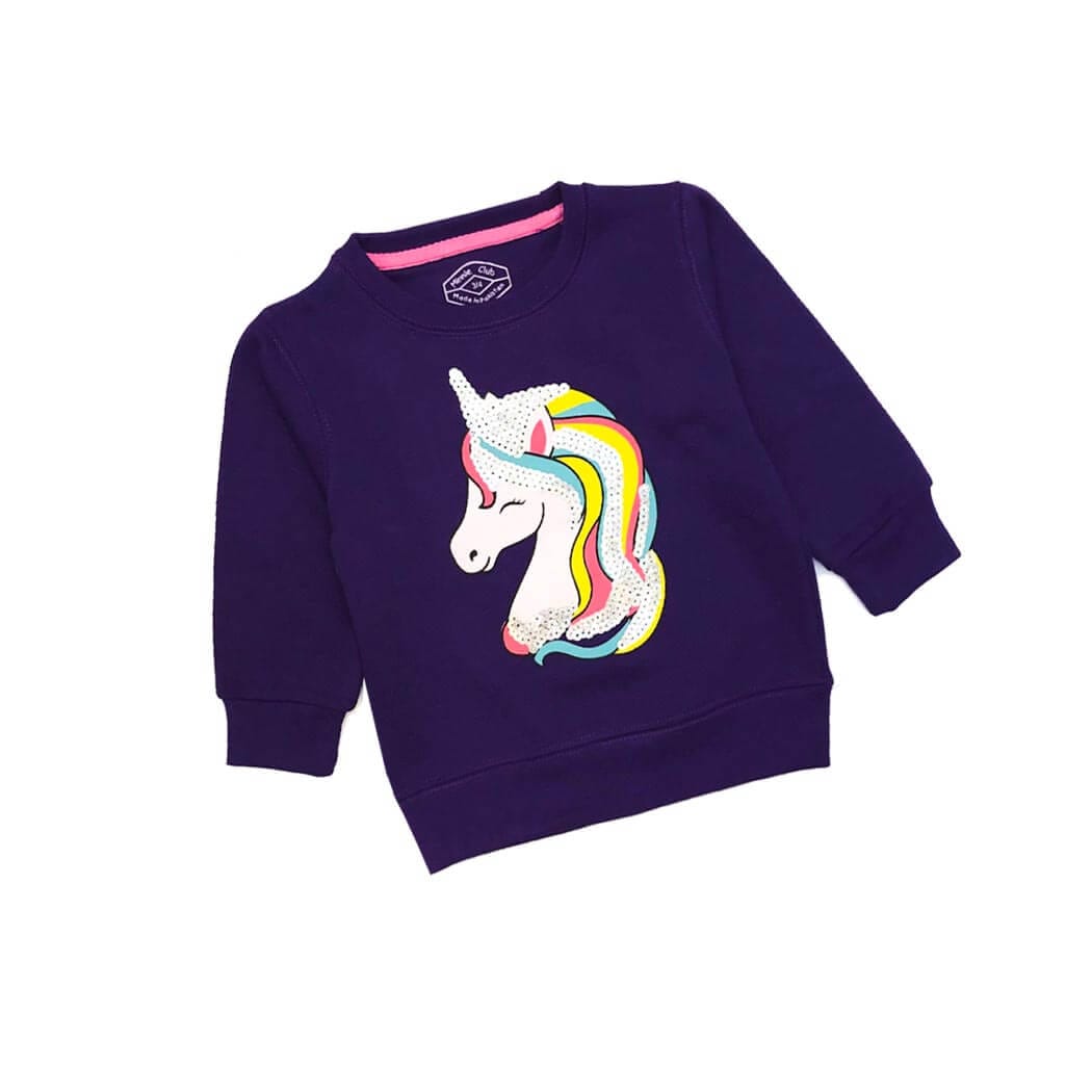 Silver Sequence Pretty Unicorn Sweatshirt - Purple