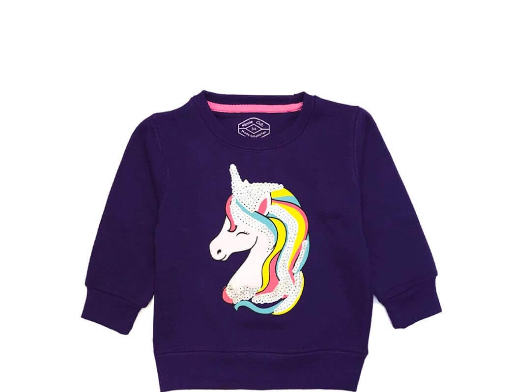 Silver Sequence Pretty Unicorn Sweatshirt - Purple