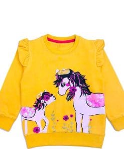 Super Twhin Unicorns Frill Sequance Sweatshirt - Mustared