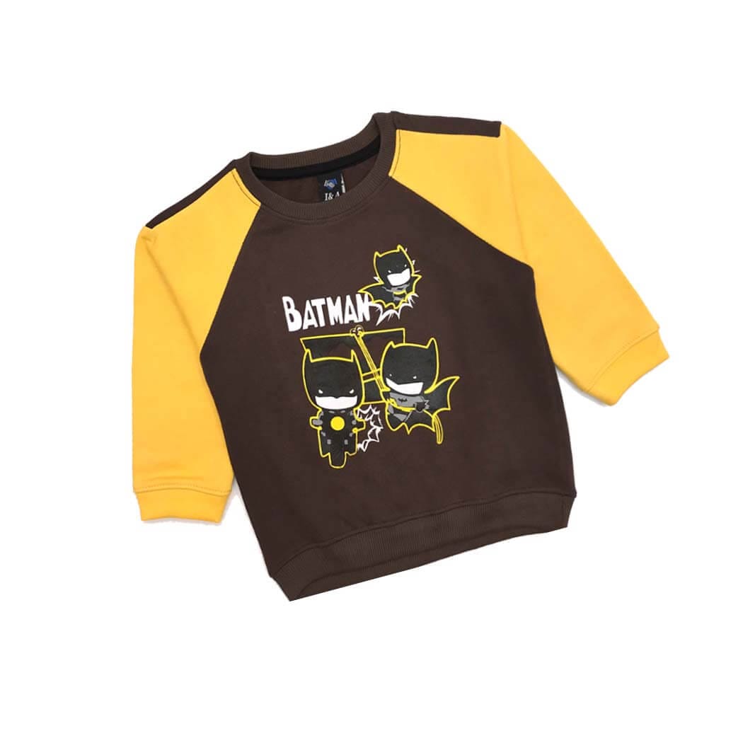 Batman Gang Yellow Sleeves Light Fleece Tracksuit - Chocolate