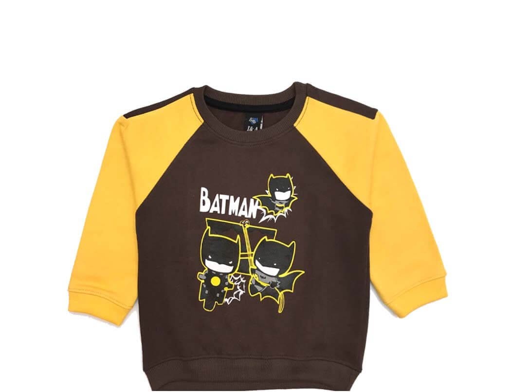 Batman Gang Yellow Sleeves Light Fleece Tracksuit - Chocolate