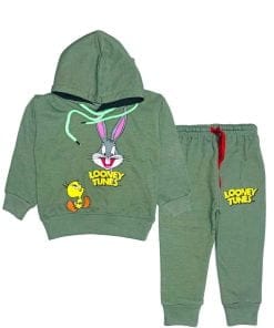 Looney Tunes With Tweety Hooded Fleece Tracksuit - Army Green