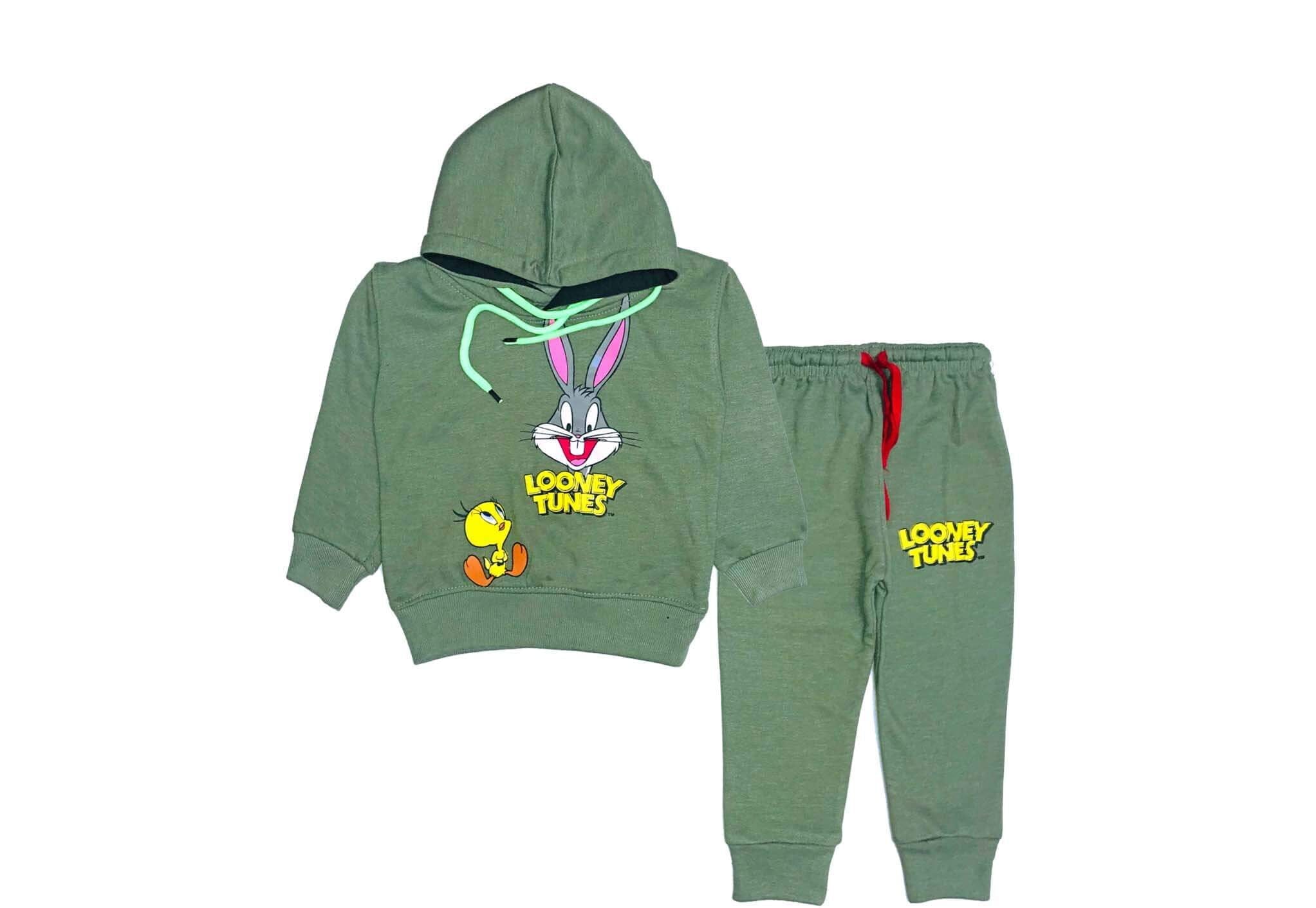 Looney Tunes With Tweety Hooded Fleece Tracksuit - Army Green