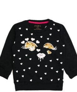 Sparkle Sequence Eyes with Hearts Sweatshirt - Black