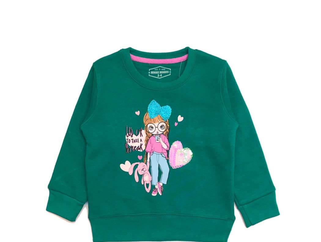 Take A Break Fashion Girl Sequance Sweatshirt - Green
