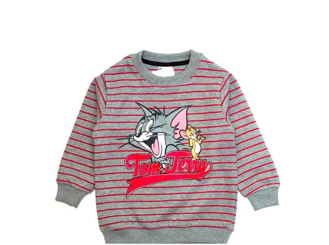 Tom & Jerry Red Stripes Sweatshirt - Gray