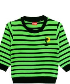 Beach Tree Green & Black Strips Fleece Sweatshirt