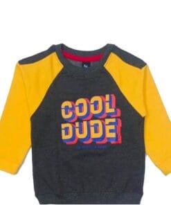 Cool Dude Stylish Light Fleece Sweatshirt - Charcoal & Yellow