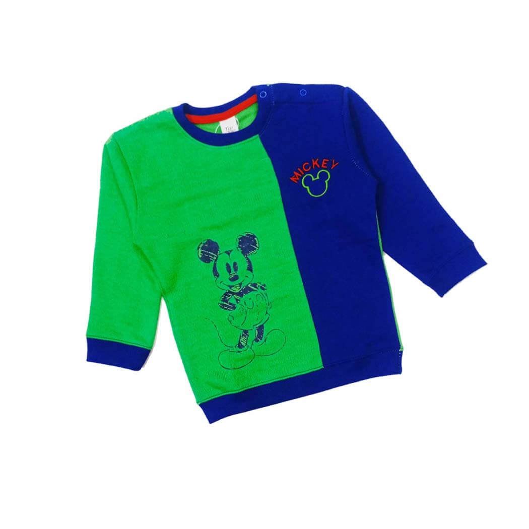 Green & Blue Penal Mickey Light Fleece Sweatshirt - Royal Blue & Green