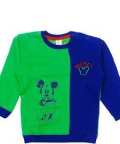 Green & Blue Penal Mickey Light Fleece Sweatshirt - Royal Blue & Green