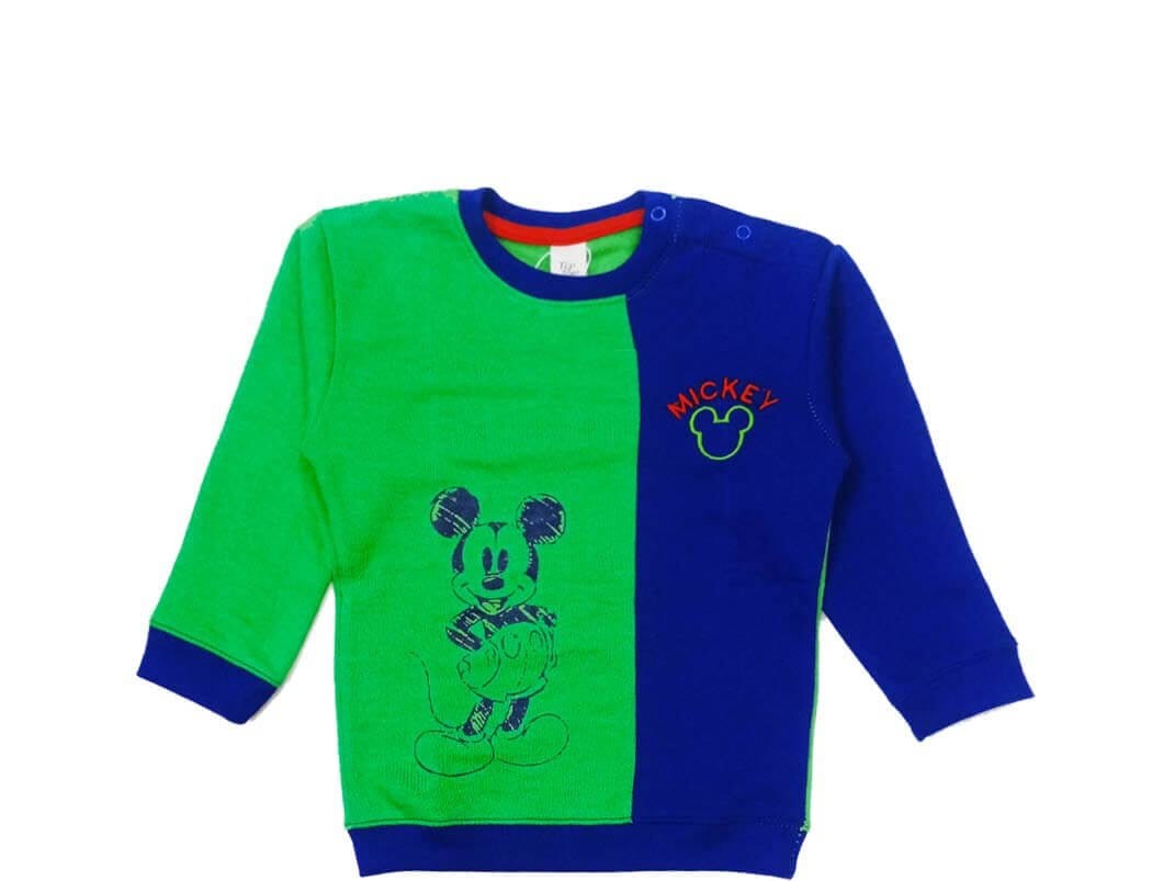 Green & Blue Penal Mickey Light Fleece Sweatshirt - Royal Blue & Green