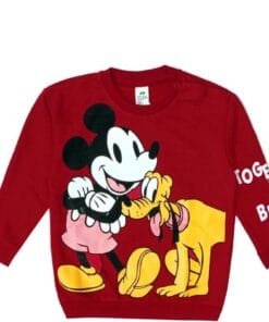 Mickey Playing With Pluto Fleece Sweatshirt-red