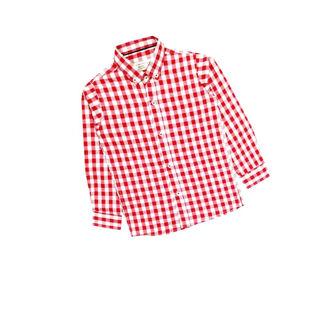 Red & White Checked Formal Shirt - Red & White 1