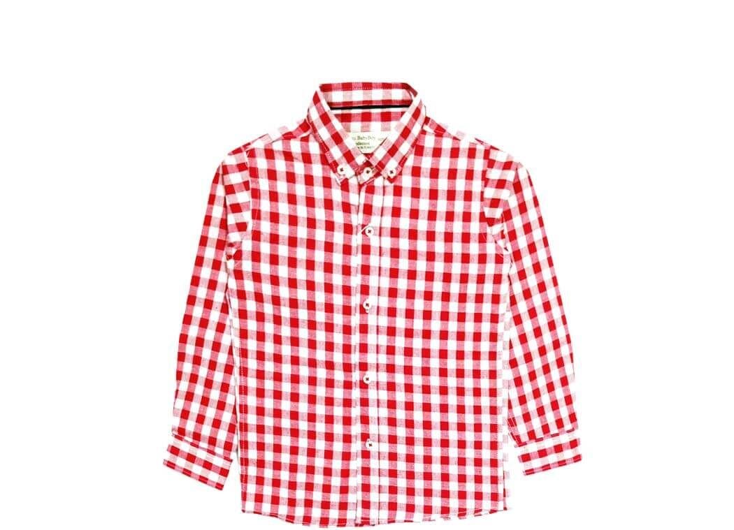 Red & White Checked Formal Shirt - Red & White