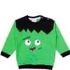 Rolling Eyes Crazy Face Light Fleece Sweatshirt - Green & Black