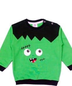 Rolling Eyes Crazy Face Light Fleece Sweatshirt - Green & Black