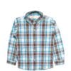 Sky Blue & Brown Checked Formal Shirt