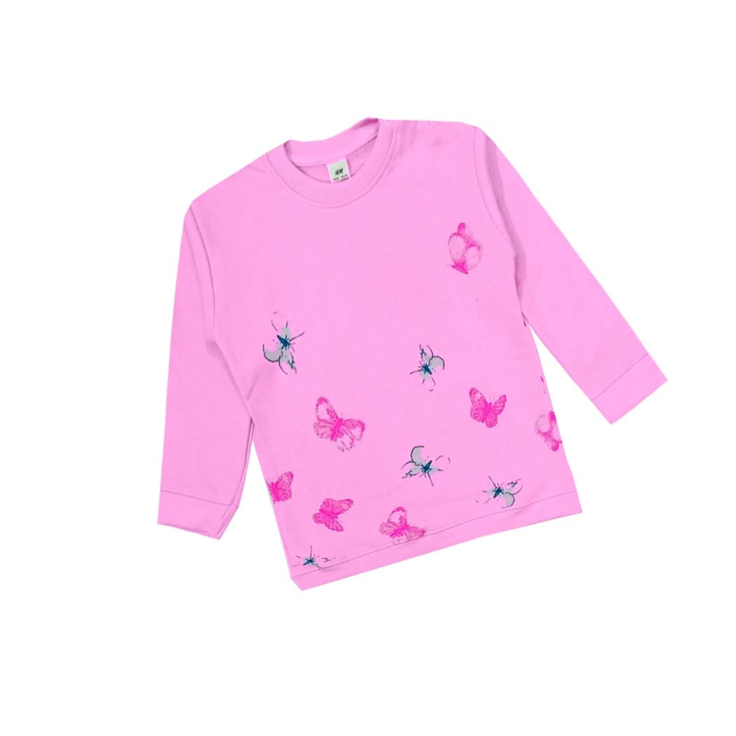 Spring Butterflies Terry Sweatshirt - Babypink