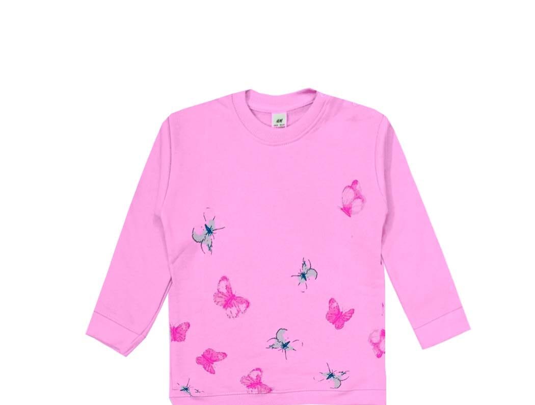Spring Butterflies Terry Sweatshirt - Babypink