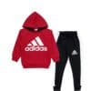 ADS Premium Fleece Hoodie Tracksuit - Red & Black