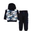 Blue Camouflaged Style Hoody Fleece Tracksuit