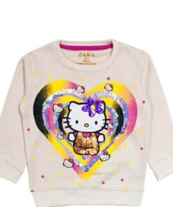 Modern Sequence Heart Kitty Fleece Sweatshirt - Skin